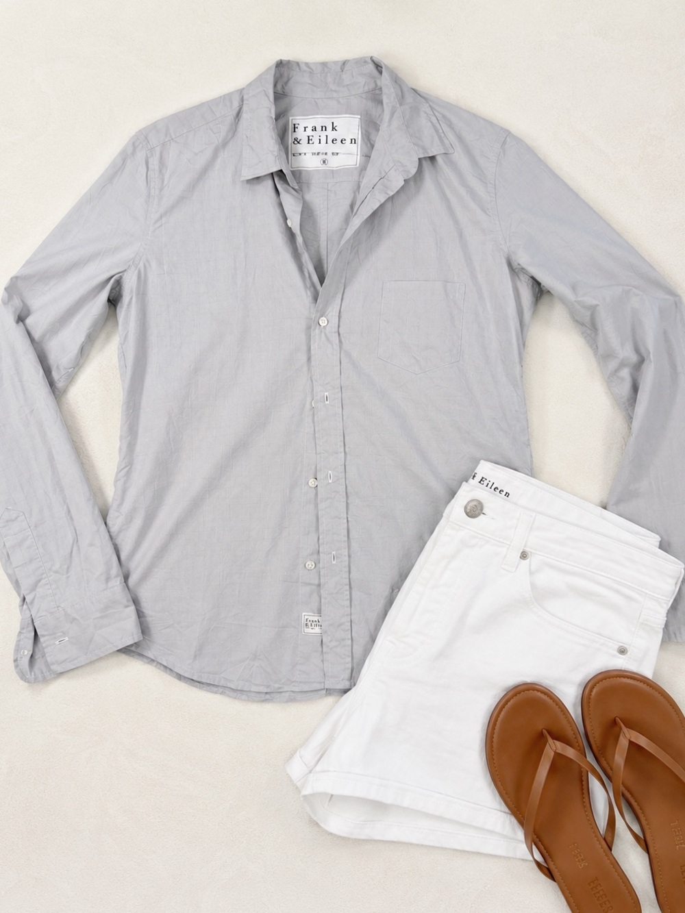Frank & Eileen Barry Button Down Shirt Gray Pink Plaid Cotton Size Medium